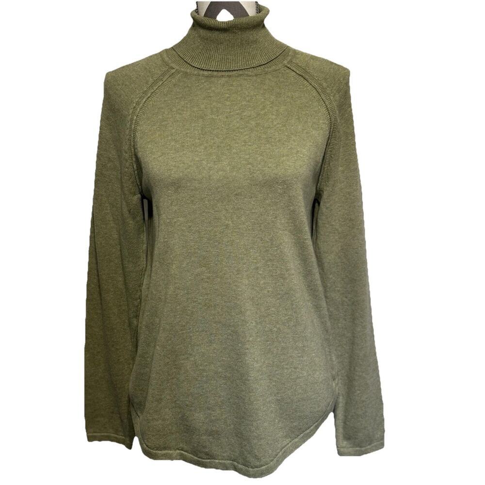 Jeanne Pierre Green Womens Long Sleeved Top Size Medium Cotton Sporty Casual